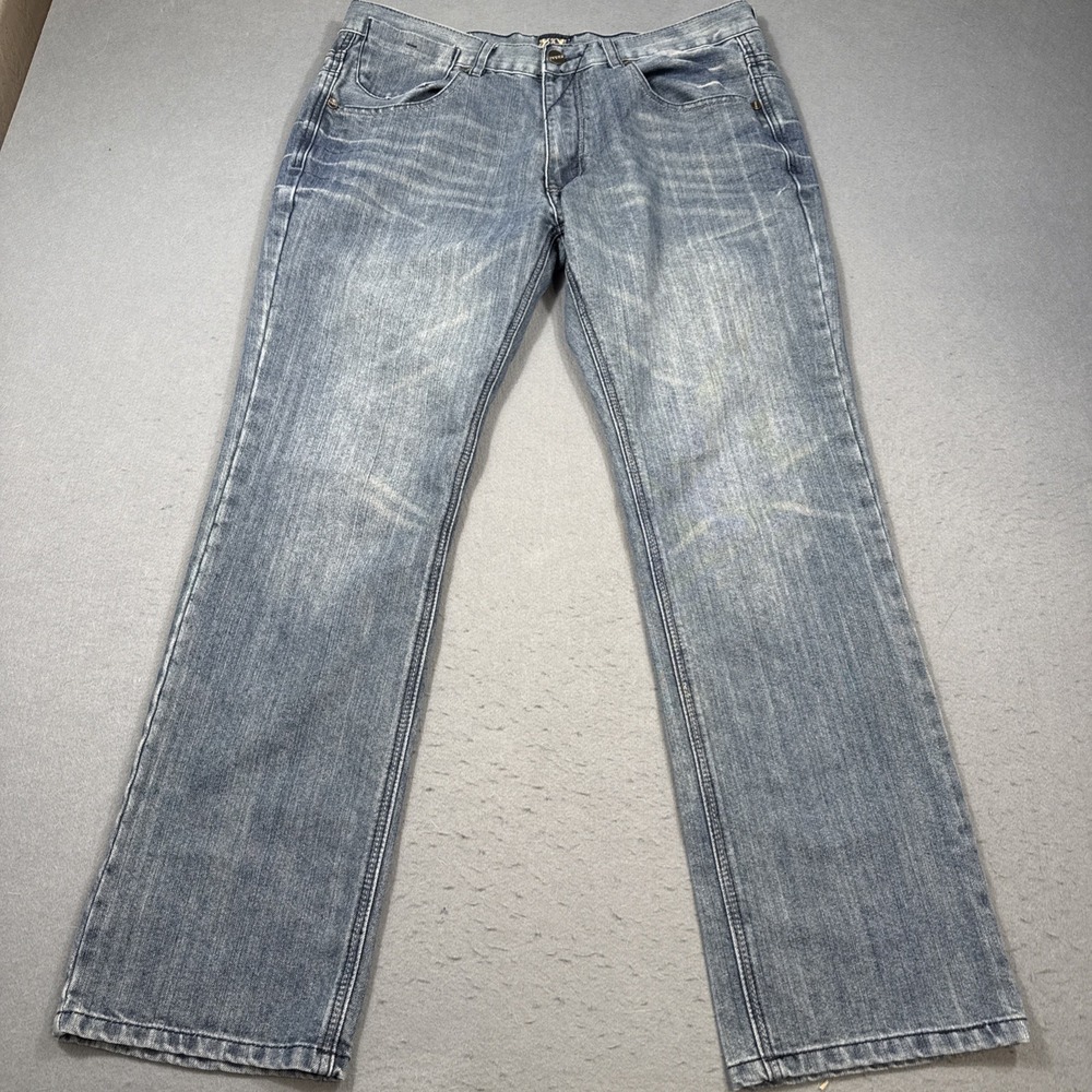 FUSAI Jeans Mens 36x30.5 Blue Denim Straight Leg 1997 Vintage Style